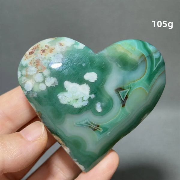 Green Sakura Agate Heart-ToShay.org