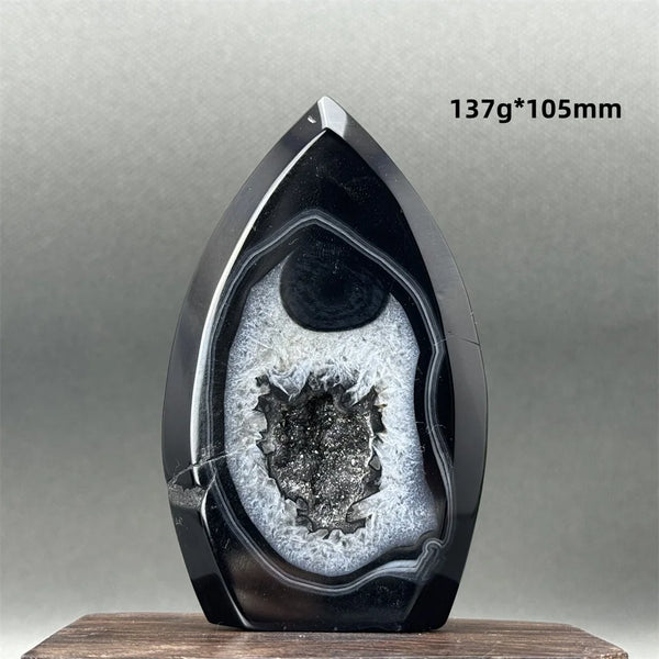 Black Agate Geode Torch-ToShay.org