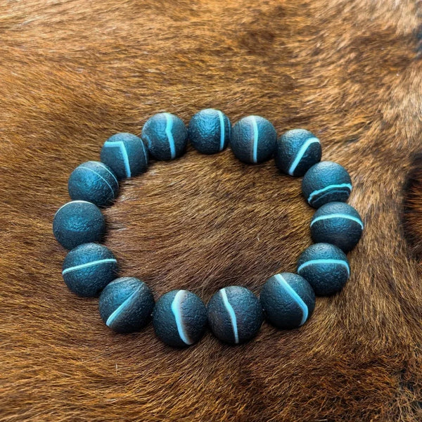 Black Matte Agate Dzi Bracelet-ToShay.org