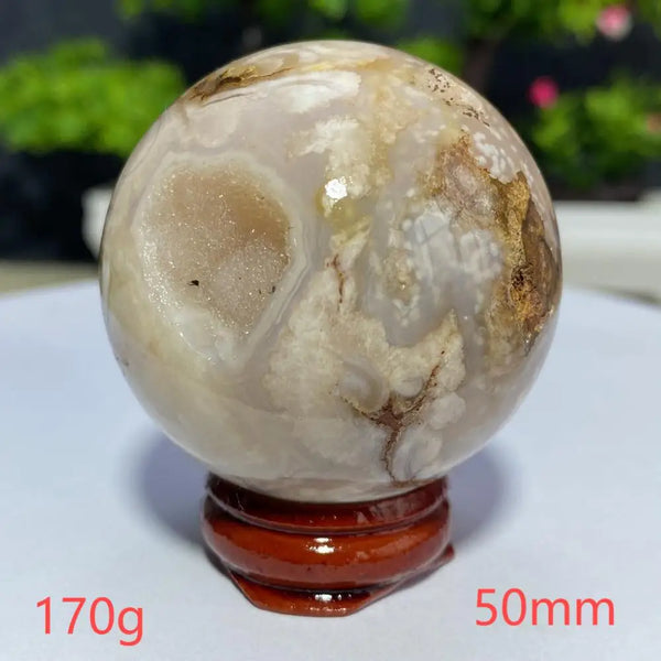 Pink Cherry Blossom Agate Ball-ToShay.org