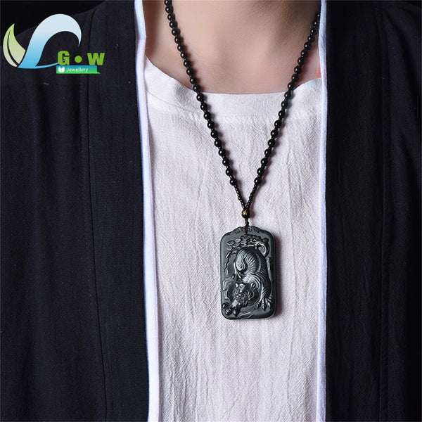 Green Jade Tiger Pendant-ToShay.org