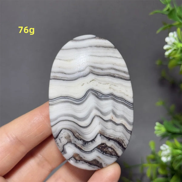 Grey Striped Calcite Palm Stone-ToShay.org