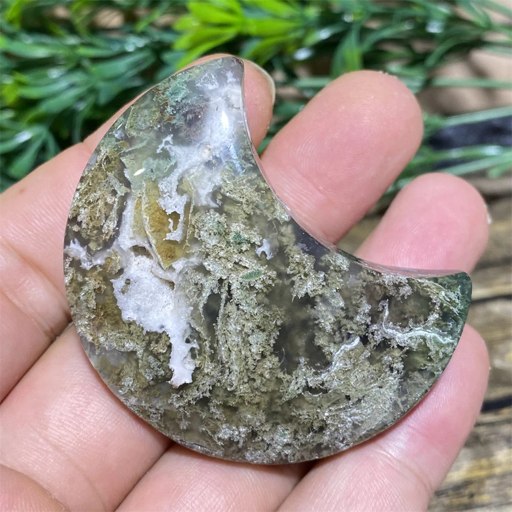 Green Moss Agate Moon-ToShay.org