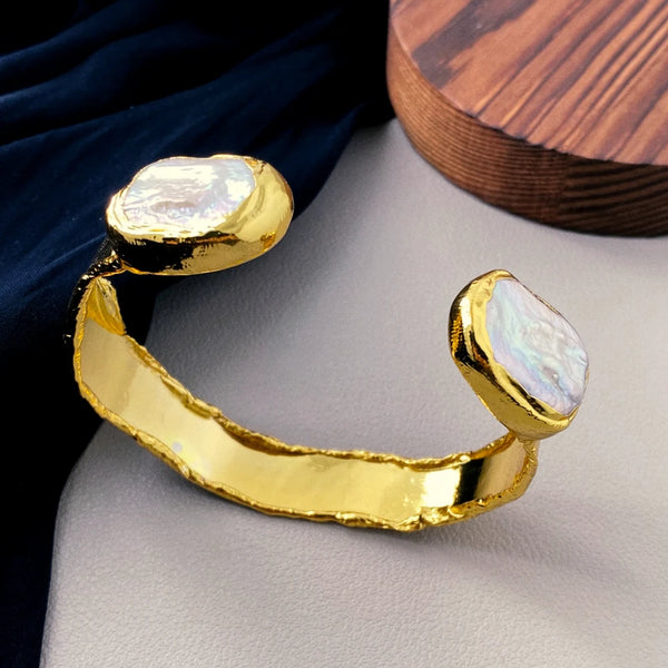 White Pearl Cuff Bangle-ToShay.org