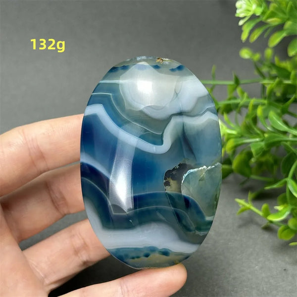 Blue Agate Palm Stone-ToShay.org