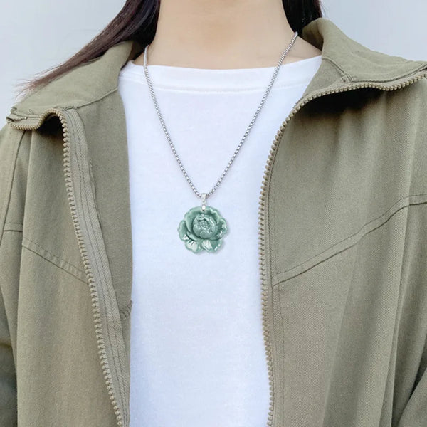 Blue Jade Peony Pendant-ToShay.org