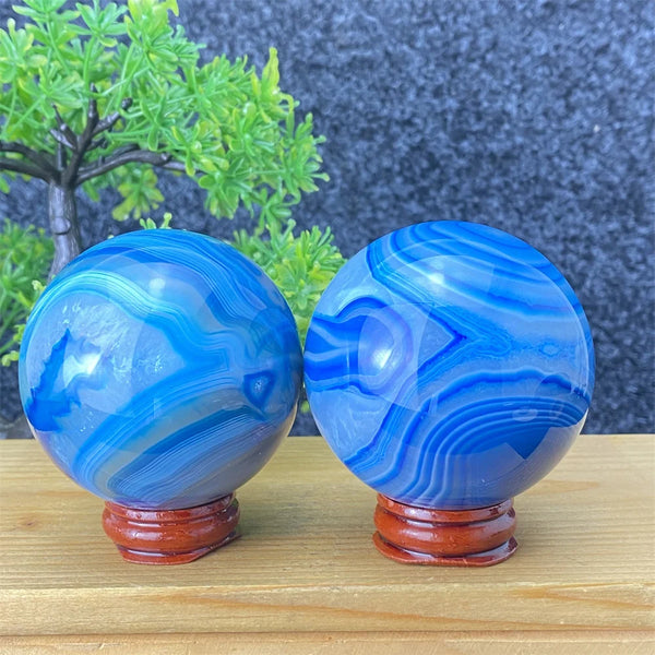 Blue Silk Agate Ball-ToShay.org