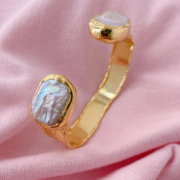 White Pearl Cuff Bangle-ToShay.org