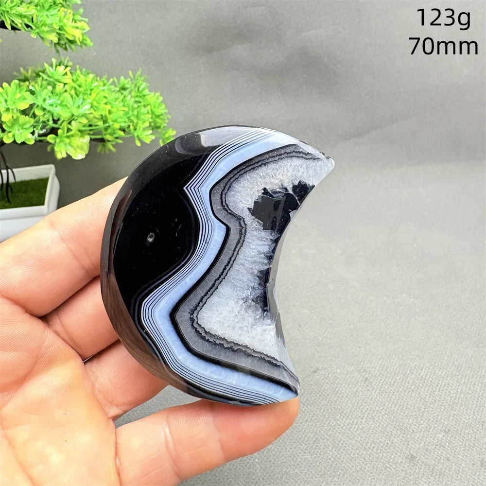 Black Agate Crescent Moon-ToShay.org