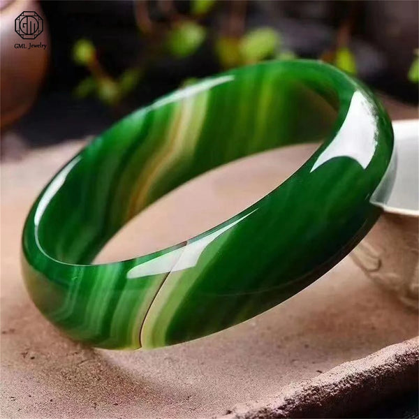 Green Moss Agate Bangle-ToShay.org