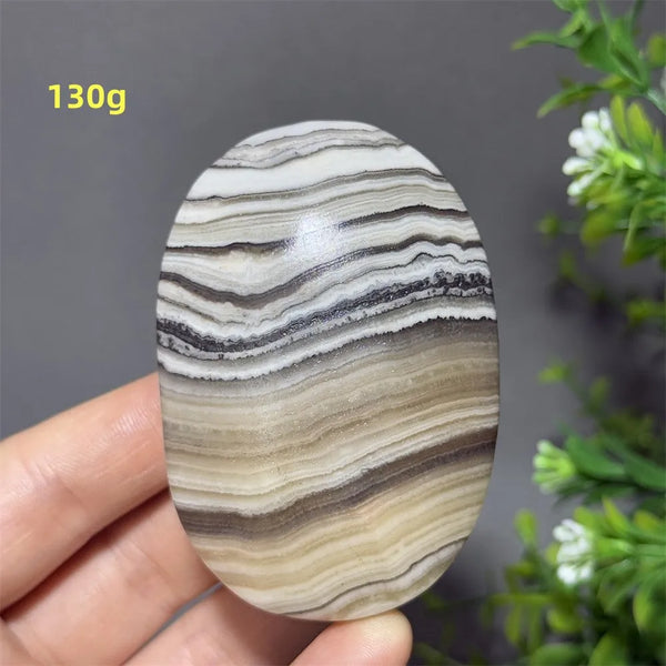 Grey Striped Calcite Palm Stone-ToShay.org