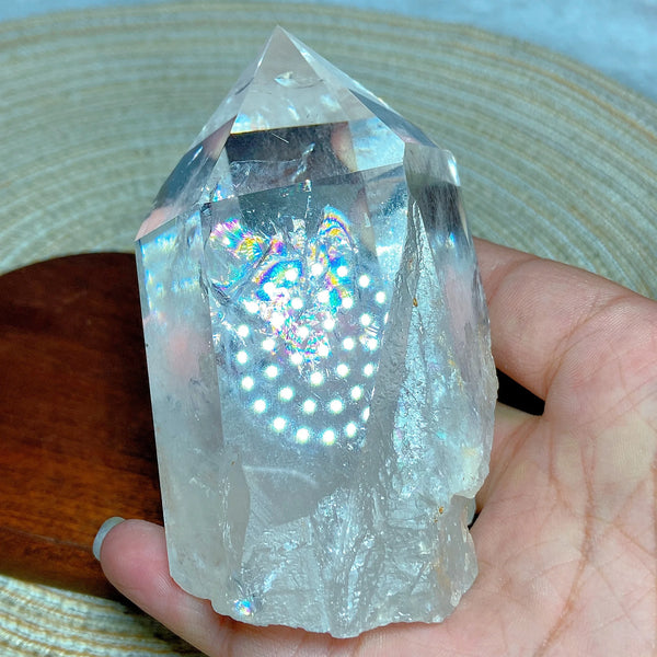 Clear Rainbow Quartz Crystal Tower-ToShay.org