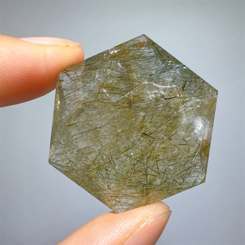Green Tourmaline Rutile Hexagon-ToShay.org