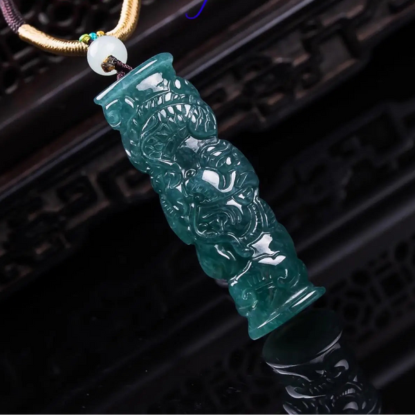 Green Jadeite Dragon Pendant-ToShay.org