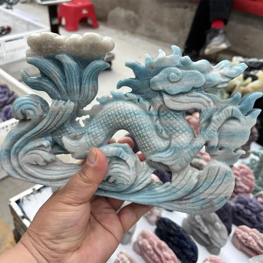 Blue Amazonite Jade Dragon-ToShay.org