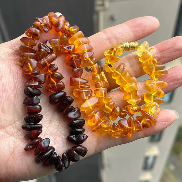 Yellow Amber Bead Necklace-ToShay.org