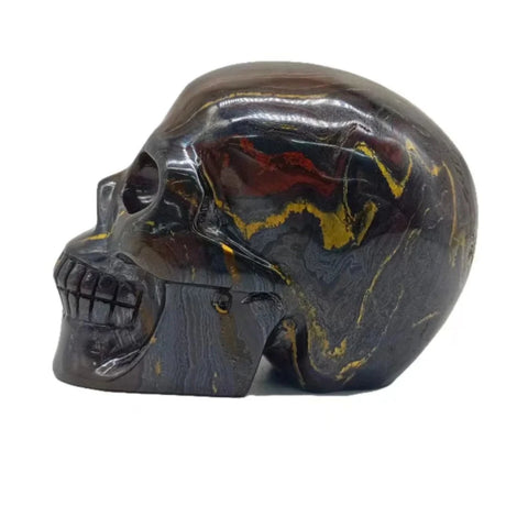 Yellow Iron Tiger Eye Stone Skull-ToShay.org