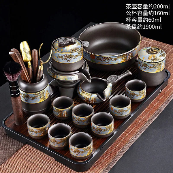 Black Ceramic Rotation Tea Sets-ToShay.org