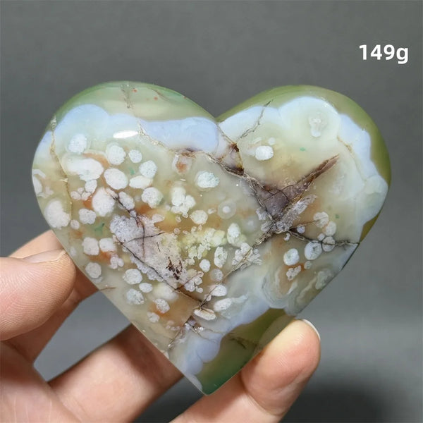 Green Sakura Agate Heart-ToShay.org