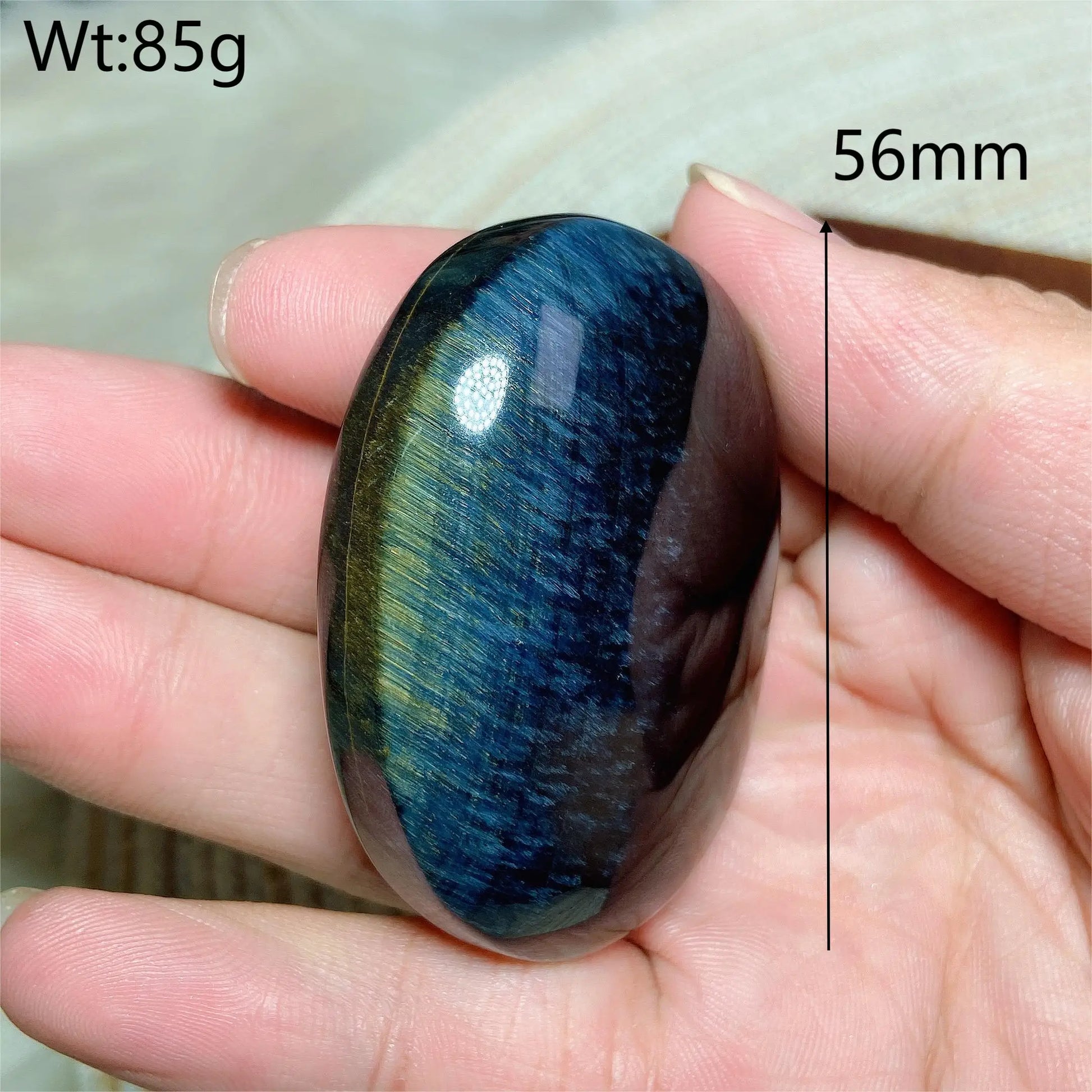 Blue Tiger Eye Palm Stone-ToShay.org