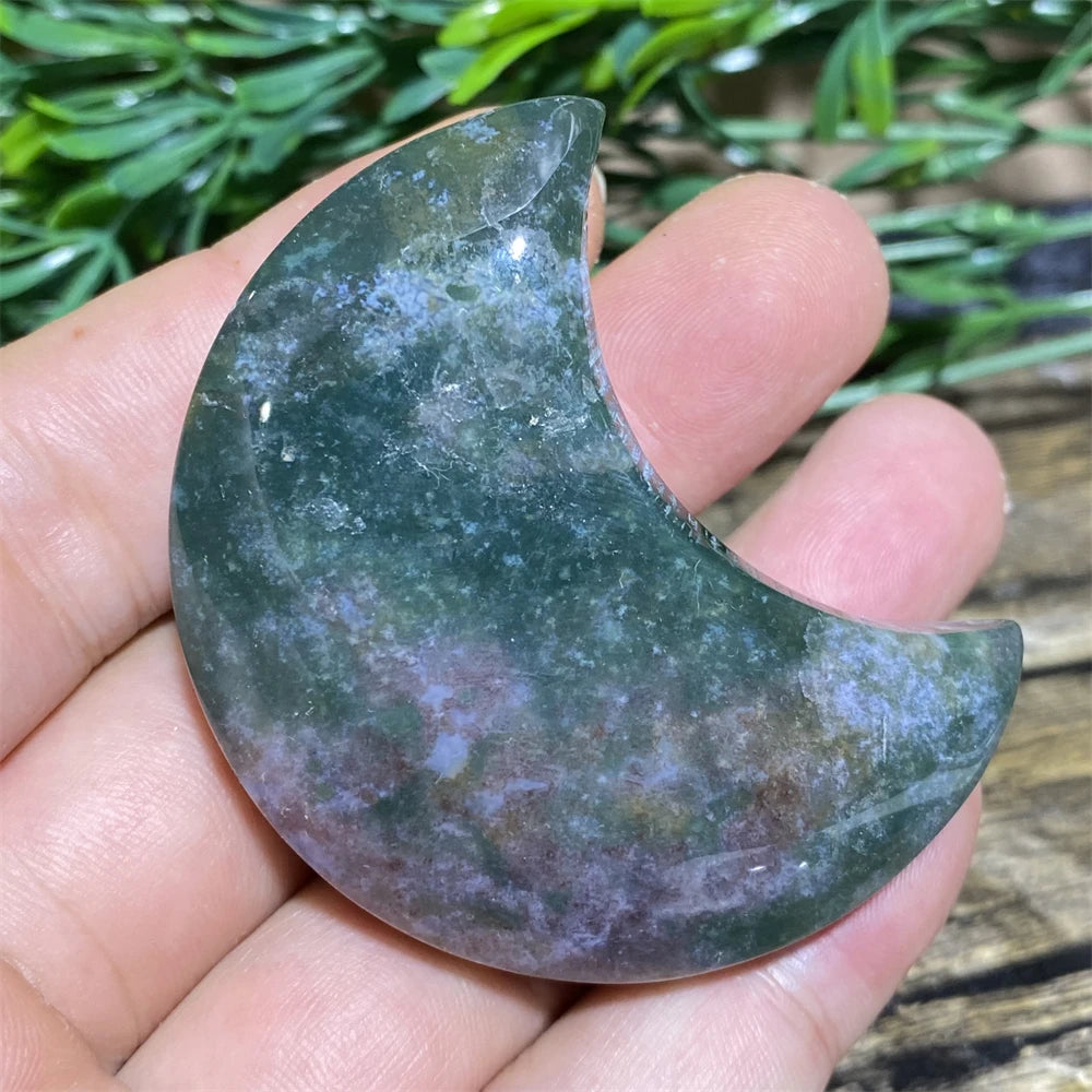 Green Moss Agate Moon-ToShay.org