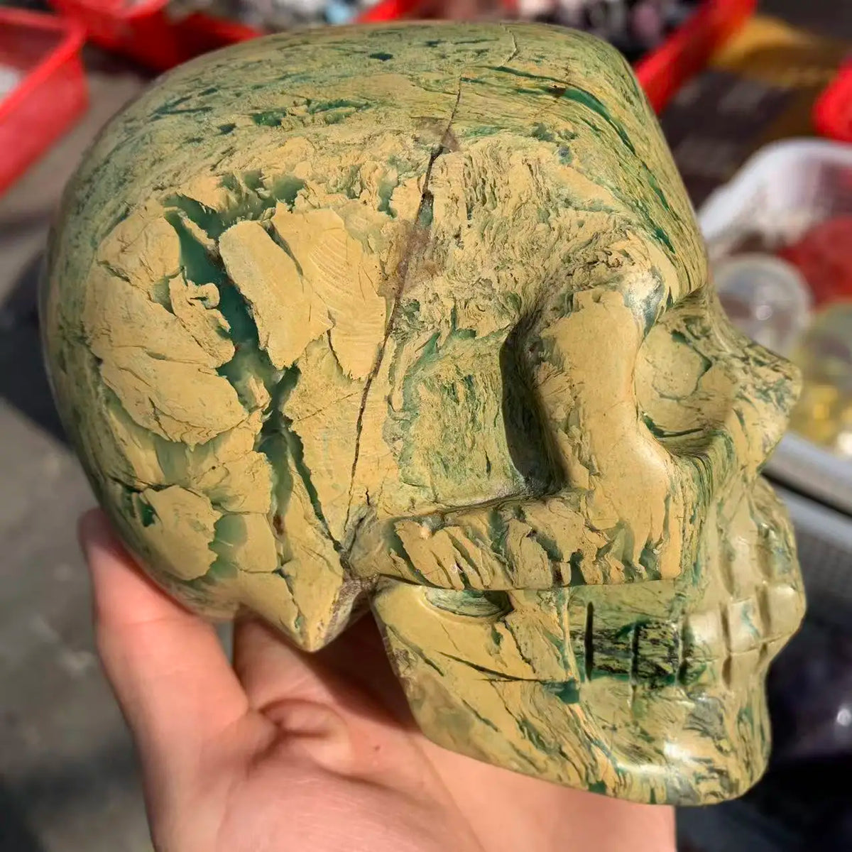 Yellow Banded Agate Skull-ToShay.org