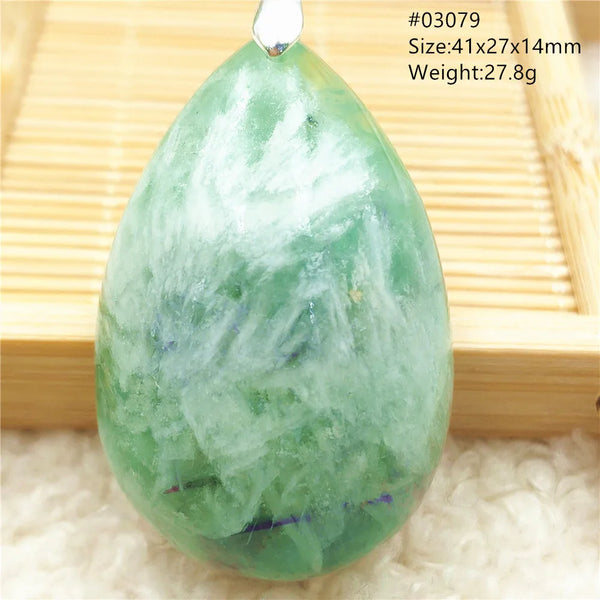 Green Feather Fluorite Pendant-ToShay.org