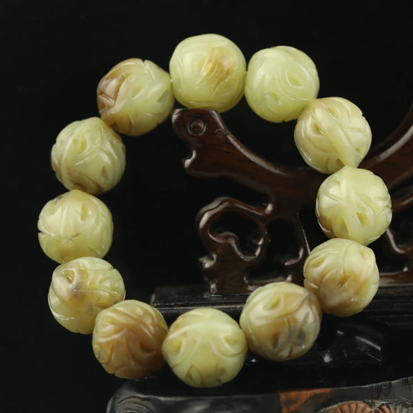 Green Jade Walnut Bead Bracelet-ToShay.org