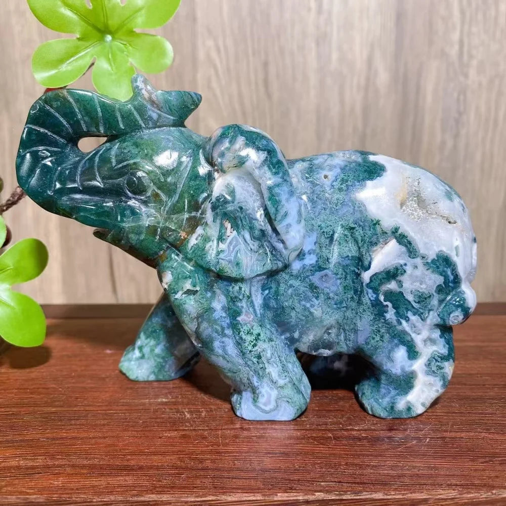 Green Moss Agate Elephant-ToShay.org