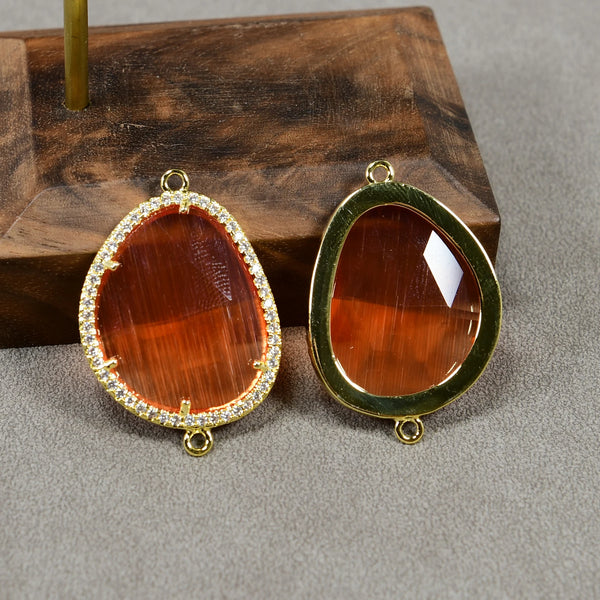 Orange Cats Eye Crystal Charms-ToShay.org