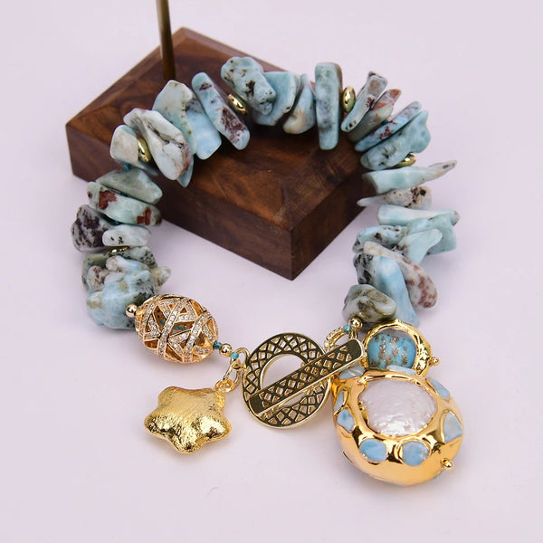Blue Larimar Charm Bracelet-ToShay.org