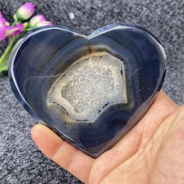 Grey Agate Geode Heart-ToShay.org