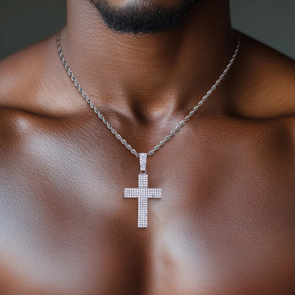 Silver Crystal Cross Pendant-ToShay.org