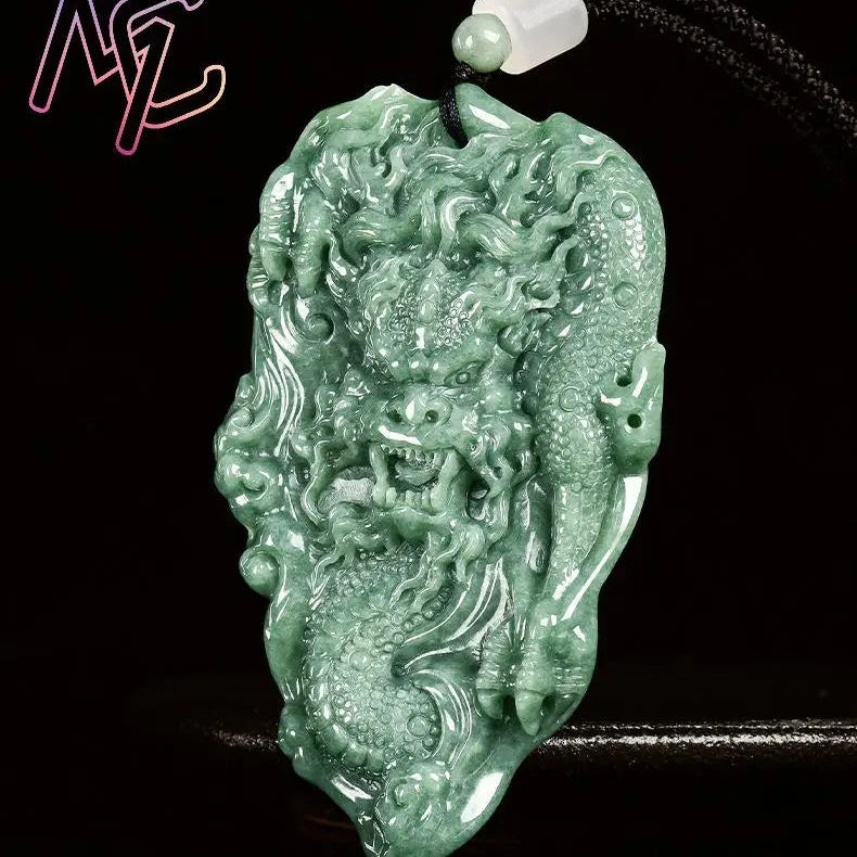 Green Jadeite Dragon Pendant-ToShay.org
