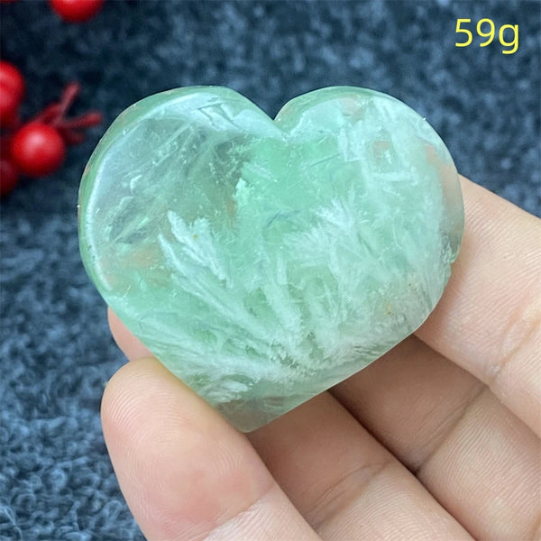 Green Feather Fluorite Heart-ToShay.org