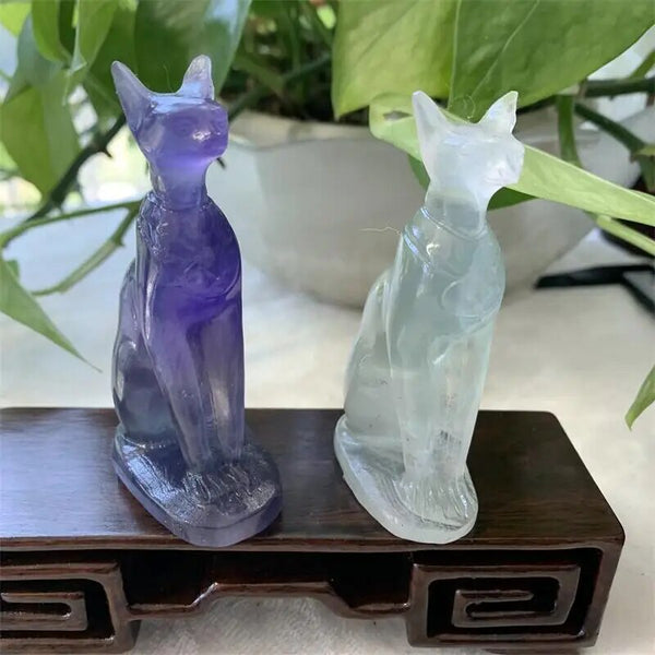 Fluorite Cat Statues-ToShay.org