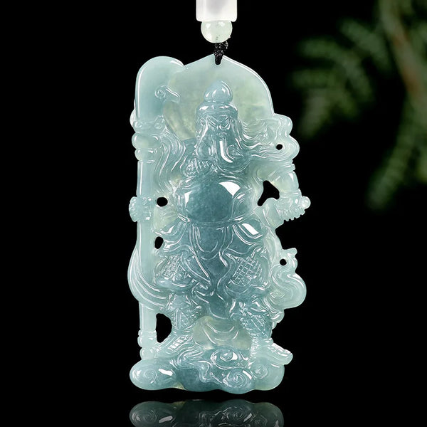Blue Jadeite Guan Yu Pendant-ToShay.org