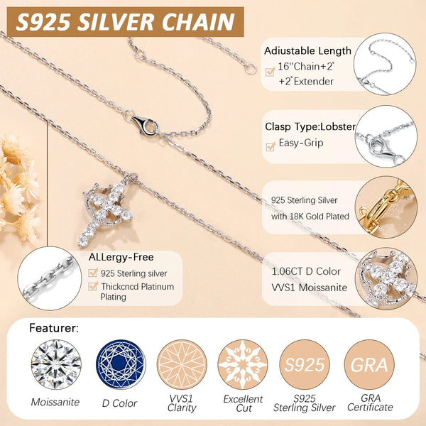 Silver Diamond Cross Pendant-ToShay.org