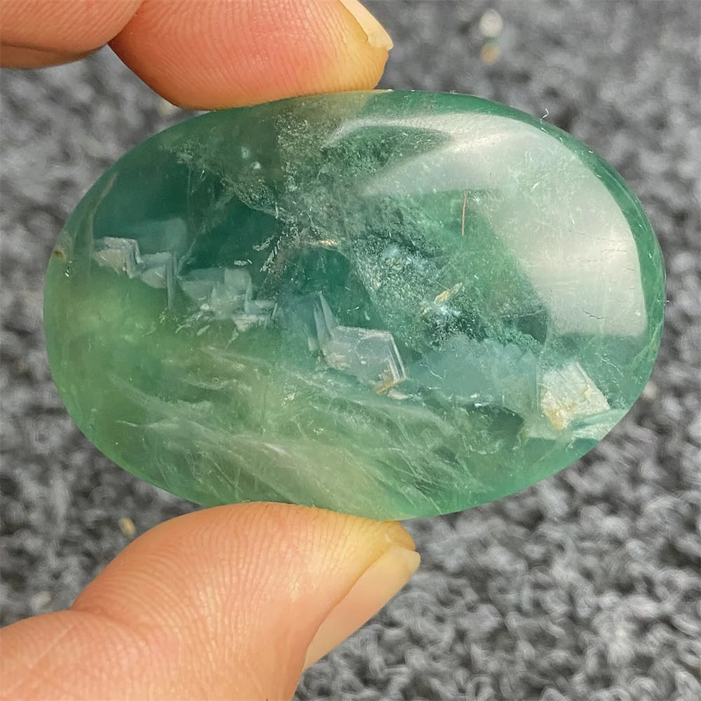 Green Fluorite Palm Stone-ToShay.org