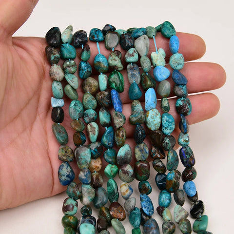 2 Strands Natural Stone Mix Color Turquoise Smooth Nugget Beads Strand 15.5'' Necklace Jewelry Making DIY-ToShay.org
