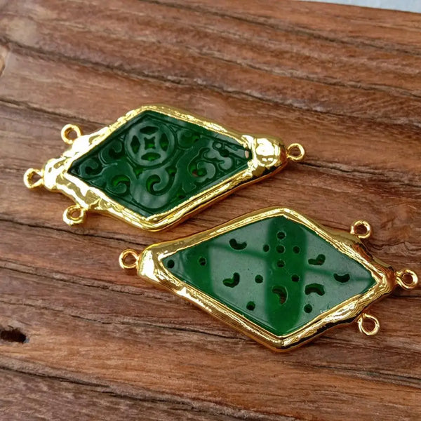 Green Jade Rhombus Charms-ToShay.org