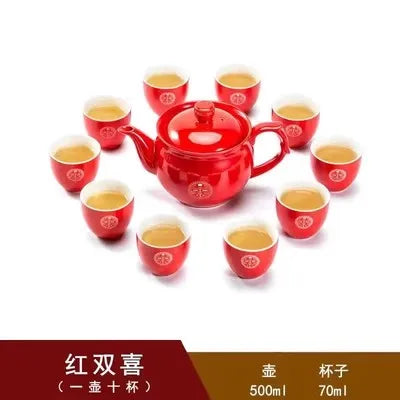 Red Porcelain Tea Set-ToShay.org
