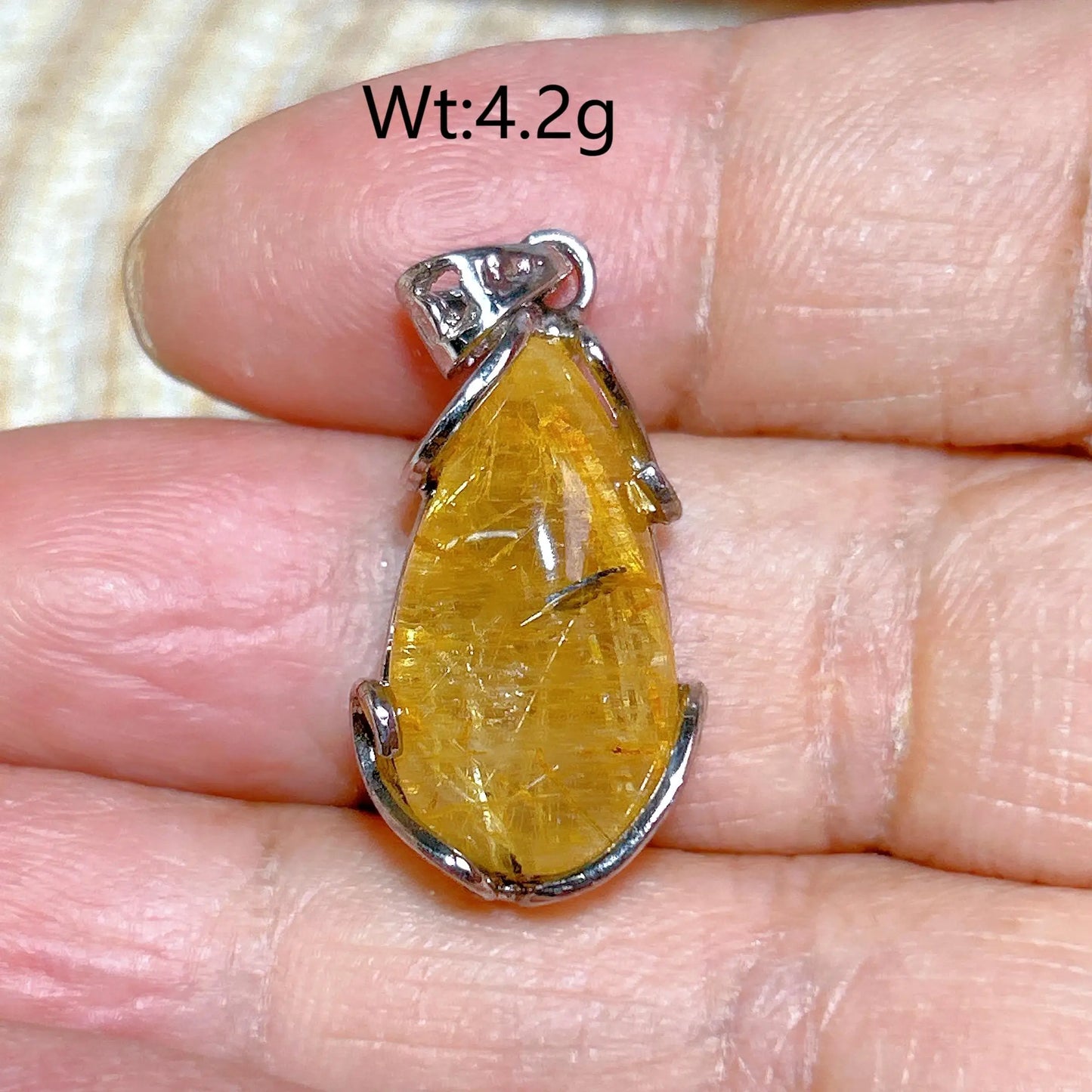 Gold Rutilated Pendant-ToShay.org