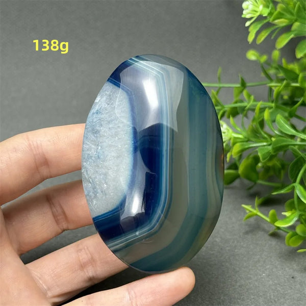 Blue Agate Palm Stone-ToShay.org