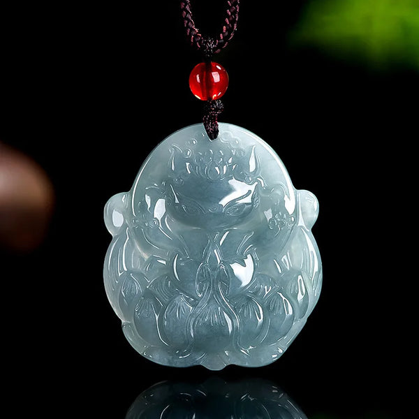 Blue Jadeite Fox Pendant-ToShay.org
