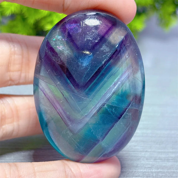 Rainbow Fluorite Palm Stone-ToShay.org