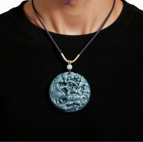 Green Jadeite Lotus Pendant-ToShay.org
