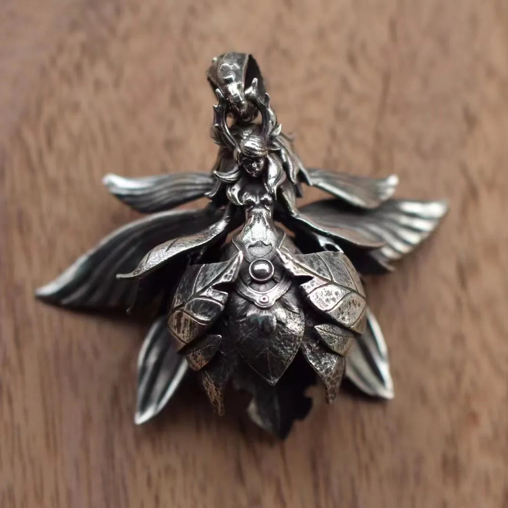 Silver Flower Fairy Pendant-ToShay.org