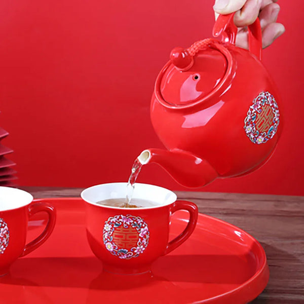 Red Porcelain Tea Set-ToShay.org