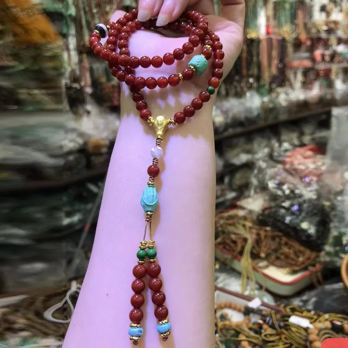 Red Agate Buddha Beads-ToShay.org